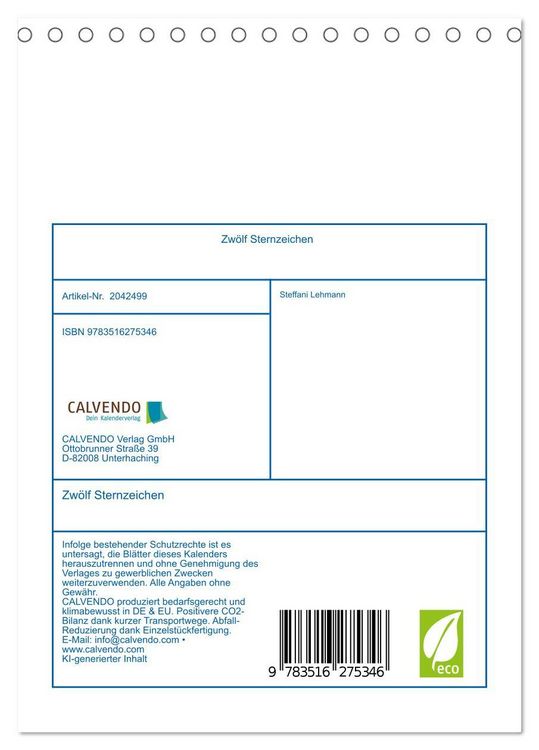 Produktbild: Zw&ouml;lf Sternzeichen (Tischkalender 2026 DIN A5 hoch), CALVENDO Monatskalender