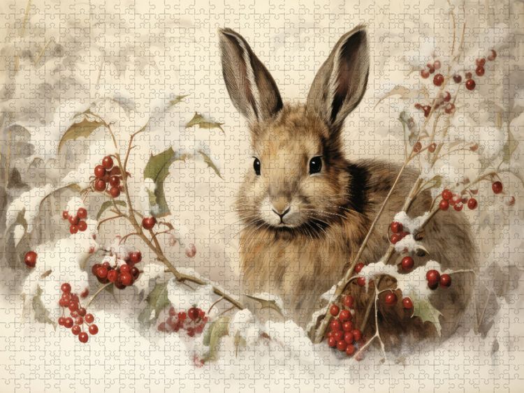 Produktbild: CALVENDO Puzzle Hase im Schnee | 2000 Teile Lege-Gr&ouml;&szlig;e 90x67cm Foto-Puzzle f&uuml;r gl&uuml;ckliche Stunden