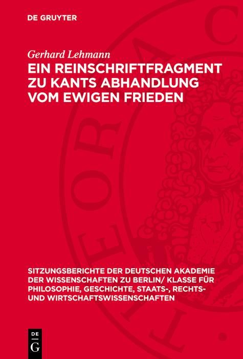 Produktbild: Ein Reinschriftfragment zu Kants Abhandlung vom ewigen Frieden