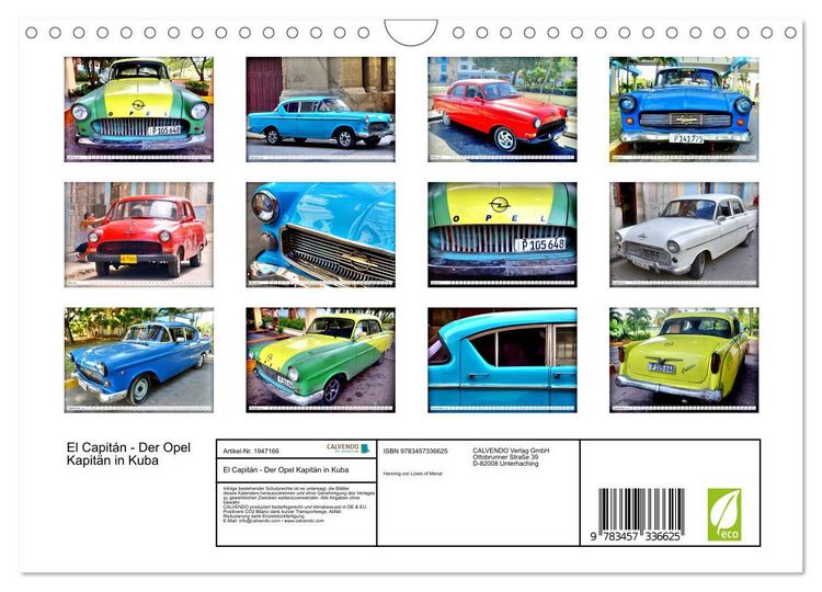 Produktbild: El Capit&aacute;n - Der Opel Kapit&auml;n in Kuba (Wandkalender 2026 DIN A4 quer), CALVENDO Monatskalender