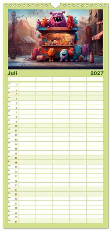Produktbild: Familienplaner 2027 - Monsterm&auml;&szlig;ig durchs Jahr mit 5 Spalten (Wandkalender, 21 x 45 cm) CALVENDO