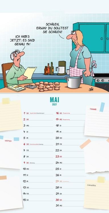 Produktbild: Uli Stein K&uuml;chenkalender 2027: Monatskalender f&uuml;r die Wand