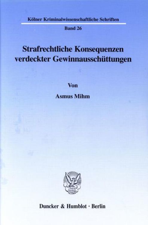 Produktbild: Strafrechtliche Konsequenzen verdeckter Gewinnaussch&uuml;ttungen.