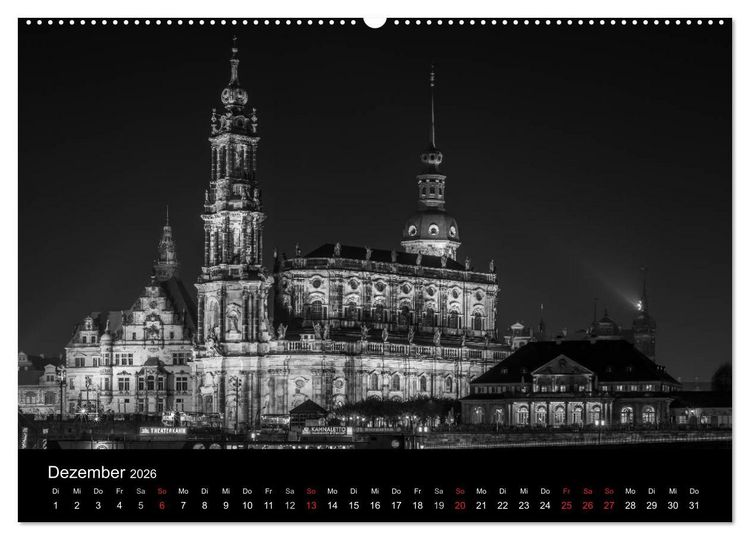 Produktbild: Dresden - Elbflorenz bei Nacht (hochwertiger Premium Wandkalender 2026 DIN A2 quer), Kunstdruck in Hochglanz