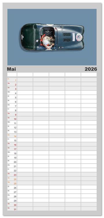 Produktbild: Familienplaner 2026 - Two-Seater Racing Cars 1950-1960 mit 5 Spalten (Wandkalender, 21 x 45 cm) CALVENDO