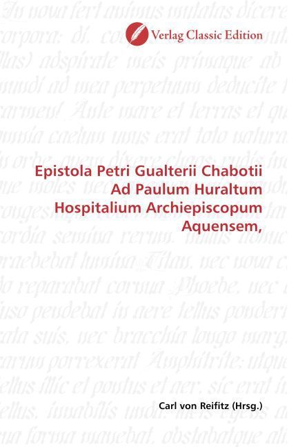 Produktbild: Epistola Petri Gualterii Chabotii Ad Paulum Huraltum Hospita