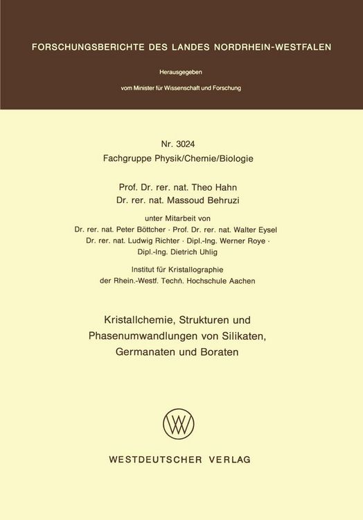 Produktbild: Kristallchemie, Strukturen und Phasenumwandlungen von Silikaten, Germanaten und Boraten