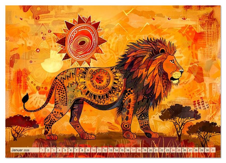 Produktbild: Abstraktes Afrika - Wilde Savanne in leuchtenden Farben (hochwertiger Premium Wandkalender 2026 DIN A2 quer), Kunstdruck in Hochglanz