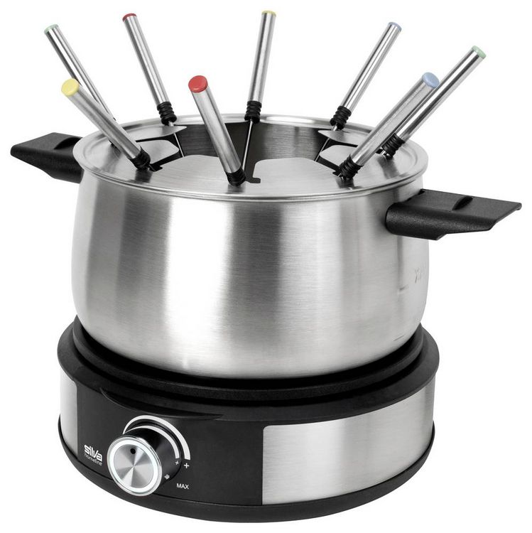 Produktbild: Silva PK-F 140 Fondue 1500W &Uuml;berhitzungsschutz, 8 Fonduegabeln Schwarz, Edelstahl