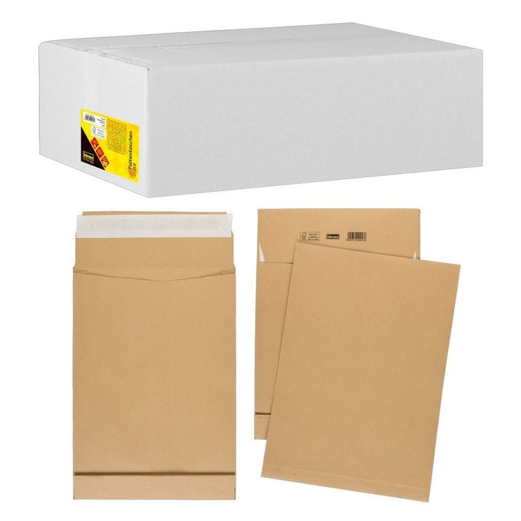 Produktbild: Idena Faltentasche 150g/m&sup2; haftklebend ohne Fenster braun DIN B4 100 St&uuml;ck 4cm Boden