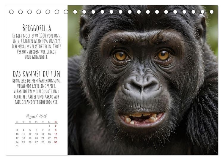Produktbild: Wir sind die Letzten hier! Wir sterben aus. Wie du uns helfen kannst! (Tischkalender 2026 DIN A5 quer), CALVENDO Monatskalender