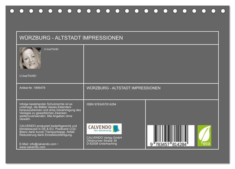Produktbild: W&Uuml;RZBURG - ALTSTADT IMPRESSIONEN (Tischkalender 2026 DIN A5 quer), CALVENDO Monatskalender