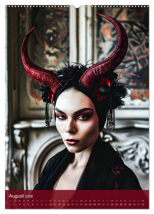Produktbild: Teuflische Gothics - Gothic, Girls und Hörner (Wandkalender 2026 DIN A2 hoch), CALVENDO Monatskalender