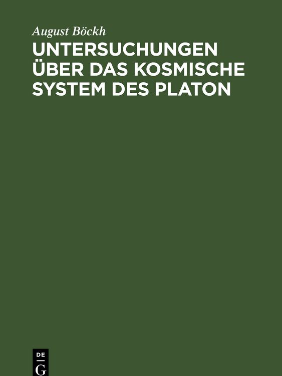 Produktbild: Untersuchungen &uuml;ber das Kosmische System des Platon