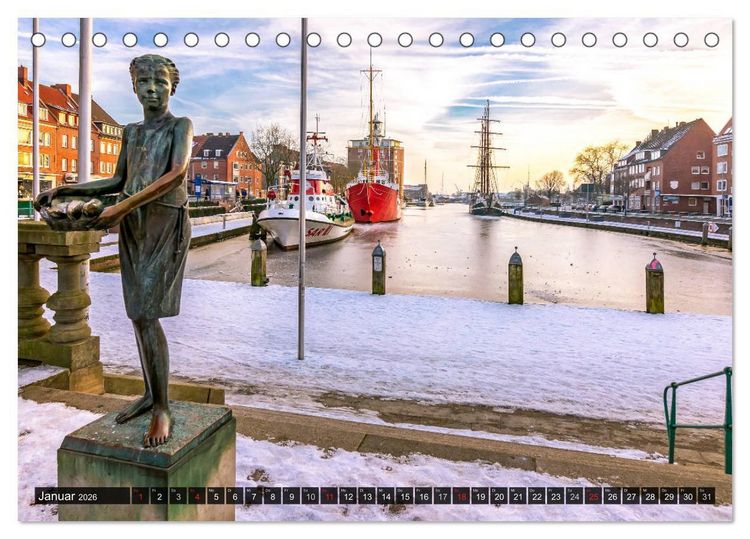 Produktbild: EMDEN Seehafenstadt mit Flair (Tischkalender 2026 DIN A5 quer), CALVENDO Monatskalender