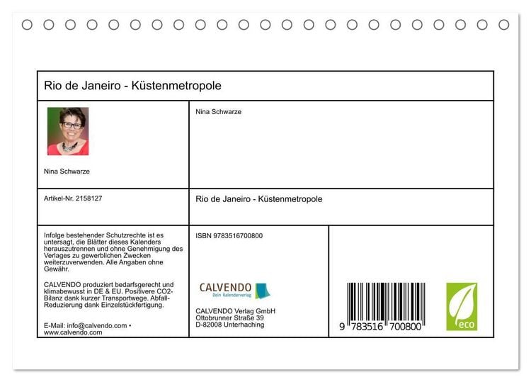 Produktbild: Rio de Janeiro - K&uuml;stenmetropole (Tischkalender 2026 DIN A5 quer), CALVENDO Monatskalender