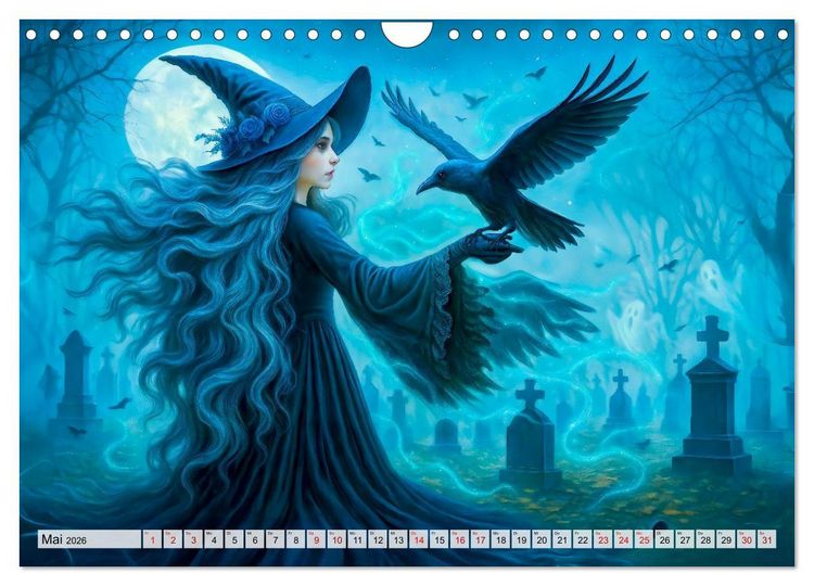Produktbild: Mystische Hexen - Magische Frauen und finstere N&auml;chte (Wandkalender 2026 DIN A4 quer), CALVENDO Monatskalender