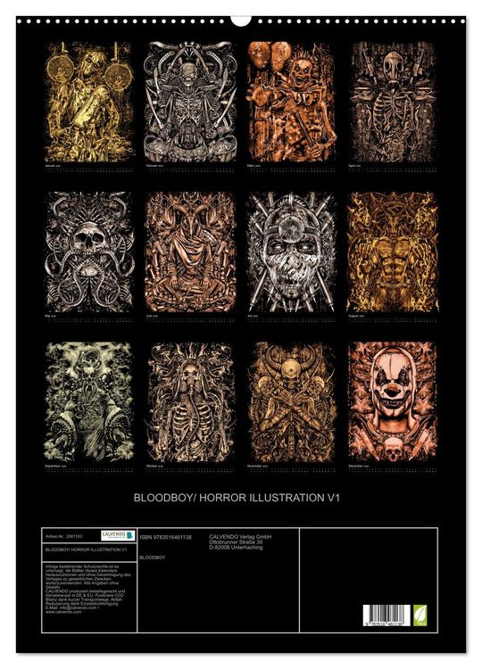 Produktbild: BLOODBOY/ HORROR ILLUSTRATION V1 (Wandkalender 2026 DIN A2 hoch), CALVENDO Monatskalender