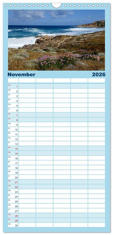 Produktbild: Familienplaner 2026 - Sardinien - Der Norden mit 5 Spalten (Wandkalender, 21 x 45 cm) CALVENDO