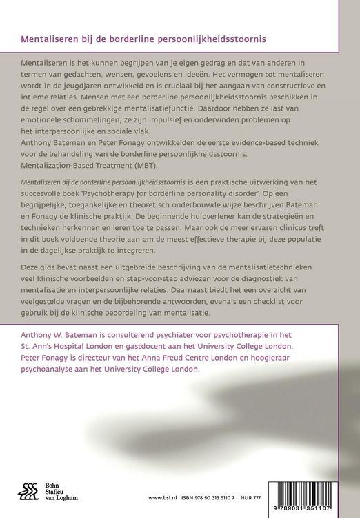 Produktbild: Mentaliseren bij de borderline persoonlijkheidsstoornis