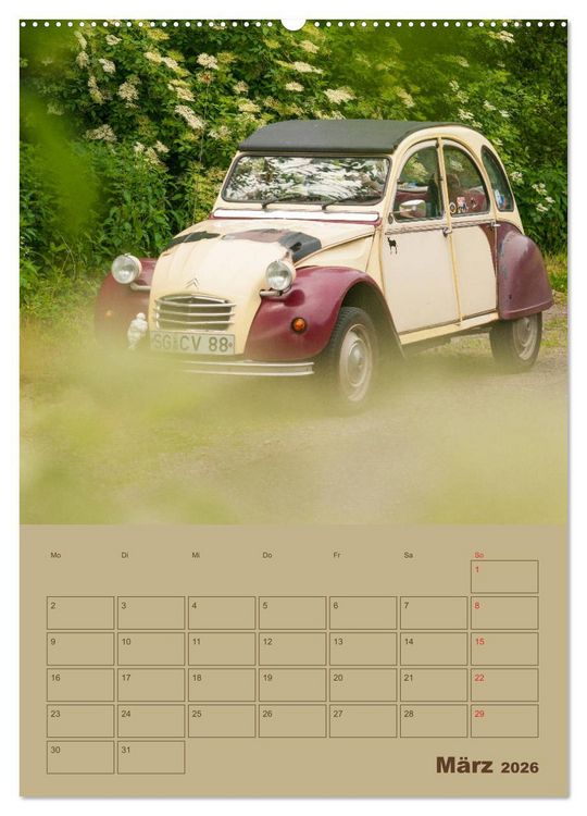 Produktbild: Citro&euml;n 2 CV &ndash; Flower Power (Wandkalender 2026 DIN A2 hoch), CALVENDO Monatskalender