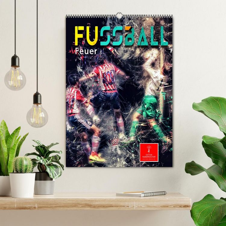 Produktbild: Fu&szlig;ball - Feuer (Wandkalender 2026 DIN A2 hoch), CALVENDO Monatskalender