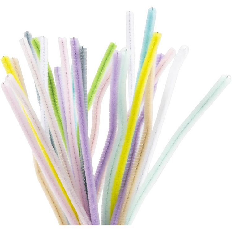 Produktbild: Creativ Company Chenilledraht, L 30 cm, Dicke 6 mm, Pastellfarben, 25 Stk sortiert