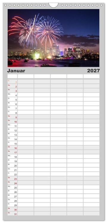 Produktbild: Familienplaner 2027 - Weltst&auml;dte - Iconic world cities mit 5 Spalten (Wandkalender, 21 x 45 cm) CALVENDO