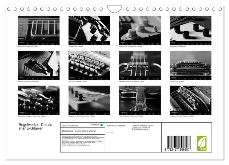 Produktbild: Regelwerke - Details alter E-Gitarren (Wandkalender 2026 DIN A4 quer), CALVENDO Monatskalender