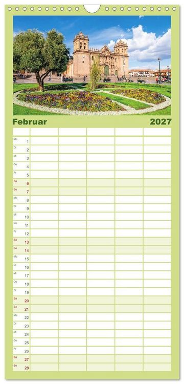 Produktbild: Familienplaner 2027 - Peru: Natur mit Geschichte mit 5 Spalten (Wandkalender, 21 x 45 cm) CALVENDO