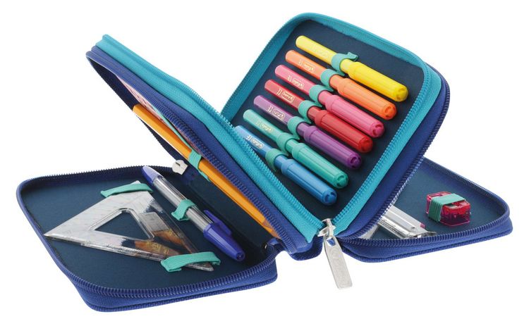 Produktbild: Herlitz Sch&uuml;leretui TriCase 31-teilig Dip Dye Blue/Turquoise