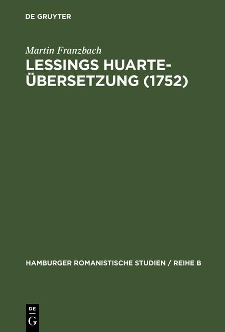 Produktbild: Lessings Huarte-&Uuml;bersetzung (1752)