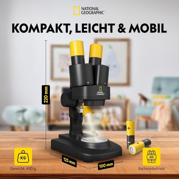 Produktbild: Bresser 12447 - NATIONAL GEOGRAPHIC KiDS Stereo 3D Mikroskop mit 20x Vergr&ouml;&szlig;erung