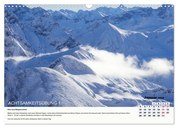Produktbild: Achtsamkeit, 12 &Uuml;bungen zu mehr Achtsamkeit. (Wandkalender 2026 DIN A3 quer), CALVENDO Monatskalender