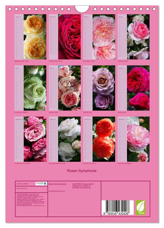 Produktbild: Rosen Symphonie (Wandkalender 2026 DIN A4 hoch), CALVENDO Monatskalender