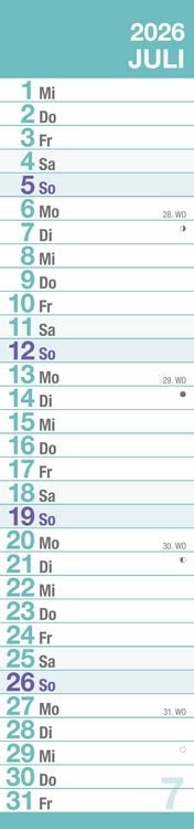 Produktbild: GROSSDRUCK Streifenplaner XL 2026 - Streifenkalender - Wandplaner - Küchen-Kalender - 15x64