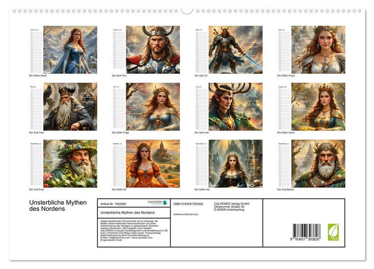 Produktbild: Unsterbliche Mythen des Nordens (hochwertiger Premium Wandkalender 2026 DIN A2 quer), Kunstdruck in Hochglanz