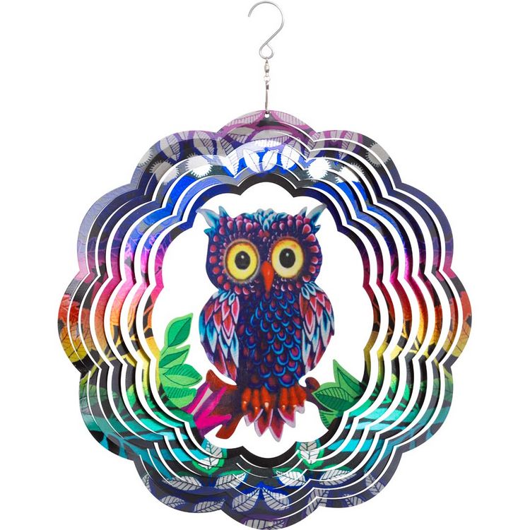 Produktbild: Kinetic Art: Metal Hanging Wind Spinner: 3D Flashy Owl