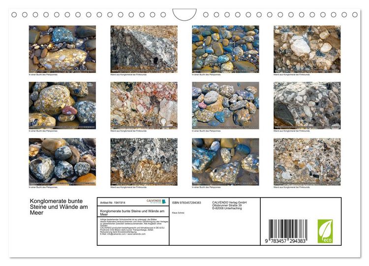 Produktbild: Konglomerate bunte Steine und W&auml;nde am Meer (Wandkalender 2026 DIN A4 quer), CALVENDO Monatskalender