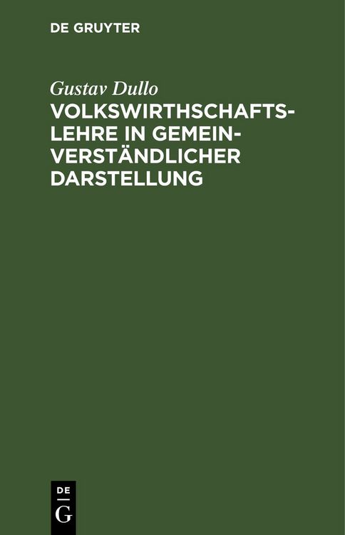 Produktbild: Volkswirthschaftslehre in gemeinverst&auml;ndlicher Darstellung