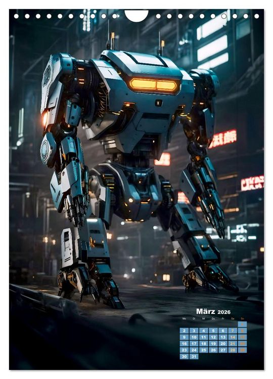 Produktbild: Roboter Nachtwache (Wandkalender 2026 DIN A4 hoch), CALVENDO Monatskalender