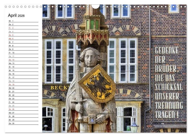 Produktbild: Bremen ganz nah (Wandkalender 2026 DIN A3 quer), CALVENDO Monatskalender