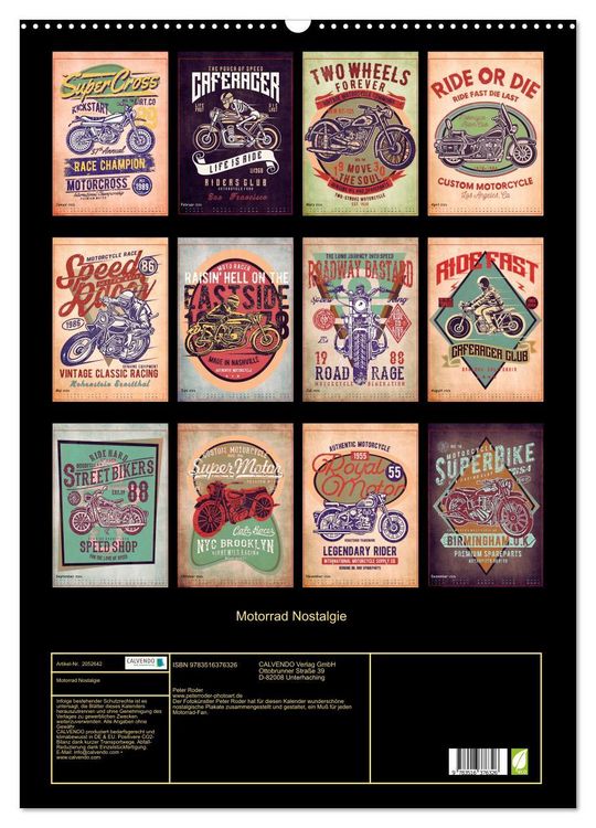 Produktbild: Motorrad Nostalgie (Wandkalender 2026 DIN A2 hoch), CALVENDO Monatskalender