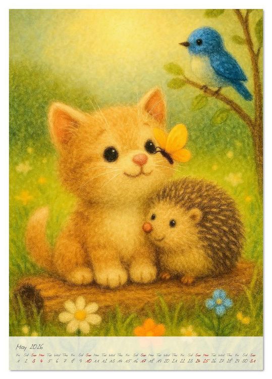 Produktbild: Fluffy animal friends - Animal friendships for everyday life (Desk Calendar 2026 DIN A5 portrait), CALVENDO 12 Month DeskCalendar