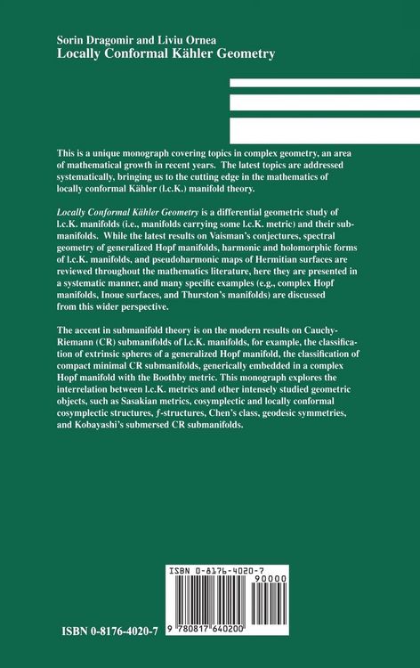 Produktbild: Locally Conformal K&auml;hler Geometry