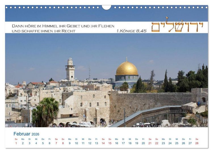 Produktbild: Jerusalem. Kalender mit Bibelworten (Wandkalender 2026 DIN A3 quer), CALVENDO Monatskalender