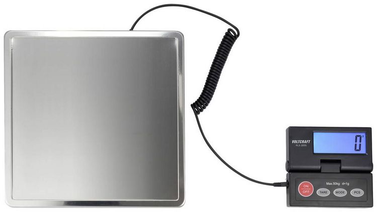 Produktbild: VOLTCRAFT PLS-205S Plattformwaage VC-15445055 W&auml;gebereich (max.) 50 kg Ablesbarkeit 1 g netzbetrieben, batteriebetrieben Edelstahl