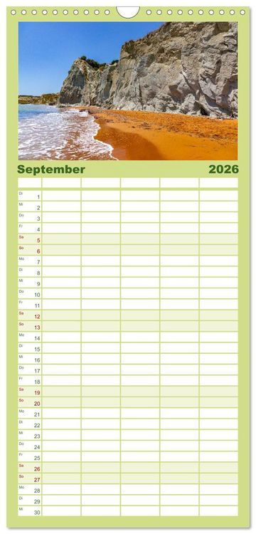 Produktbild: Familienplaner 2026 - Kefalonia Kleine Juwelen im Ionischen Meer mit 5 Spalten (Wandkalender, 21 x 45 cm) CALVENDO