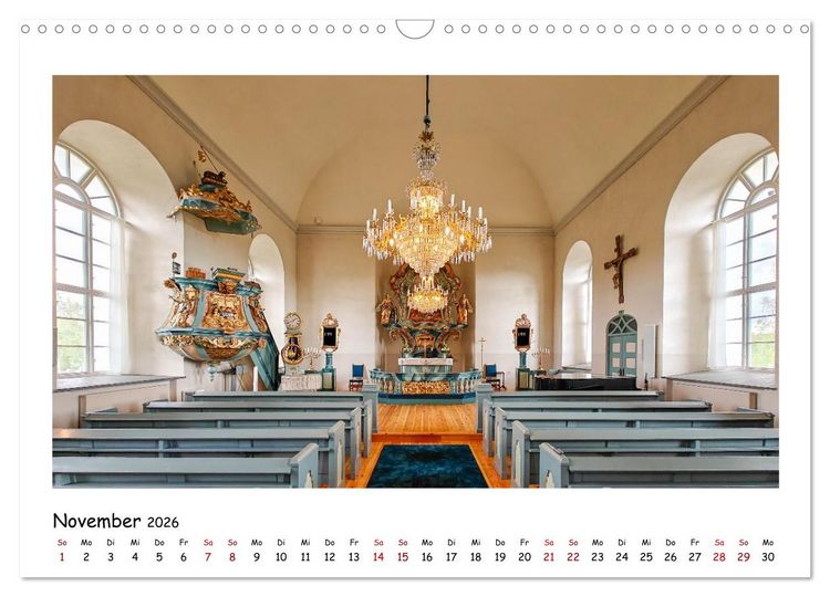 Produktbild: Schwedische Kirchen auf dem St.Olavsweg (Wandkalender 2026 DIN A3 quer), CALVENDO Monatskalender