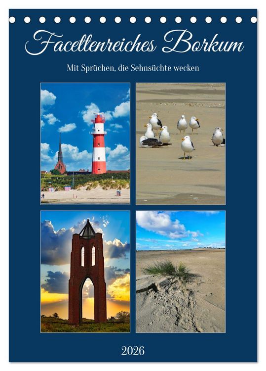 Produktbild: Facettenreiches Borkum (Tischkalender 2026 DIN A5 hoch), CALVENDO Monatskalender